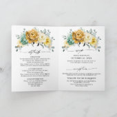 マスタードイエローフローラセージモダングリーン結婚リーズ 招待状 (内部)