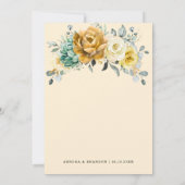 マスタードイエローフローラセージモダングリーン結婚リーズ 招待状 (裏面)