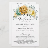 マスタードイエローフローラセージモダン結婚式 プログラム (正面/裏面)