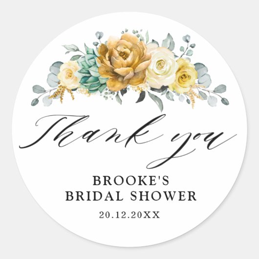 マスタードイエローフローラセージ緑ありがとう ラウンドシール (正面)