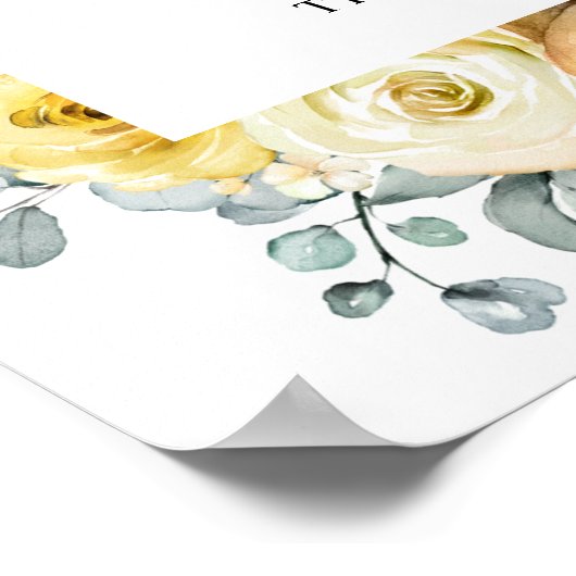 マスタードイエローフローラセージ緑のカード&ギフト ポスター (角)