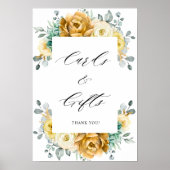 マスタードイエローフローラセージ緑のカード&ギフト ポスター (正面)