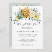 マスタードイエローフローラセージ緑まだ行う 招待状 (正面/裏面)