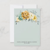 マスタードイエローフローラセージ緑ブライダルシャワー サンキューカード (裏面)
