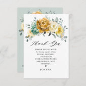 マスタードイエローフローラセージ緑ブライダルシャワー サンキューカード (正面/裏面)