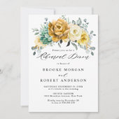 マスタードイエローフローラセージ緑リハーサルディナー 招待状 (正面)