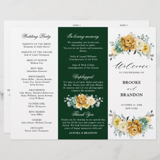 マスタードイエローフローラセージ緑3つ折プログラム (正面/裏面)