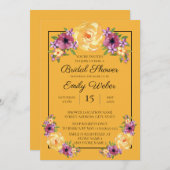 マスタードイエローフローラブライダルシャワー招待状 招待状 (正面/裏面)