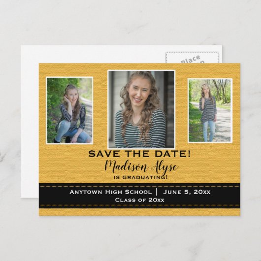 マスタードイエローブラック3フォトグラー救ド日 案内ポストカード (正面/裏面)