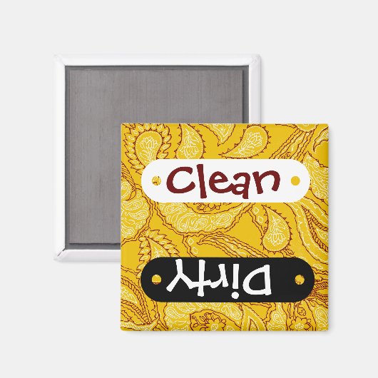 マスタードイエローペイズリープリントサマーおもしろい ガーリー マグネット (正面/裏面)