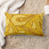 マスタードイエローペイズリープリントサマーおもしろい ガーリー ランバークッション (ブランケット)