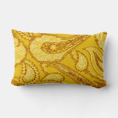 マスタードイエローペイズリープリントサマーおもしろい ガーリー ランバークッション (裏面)