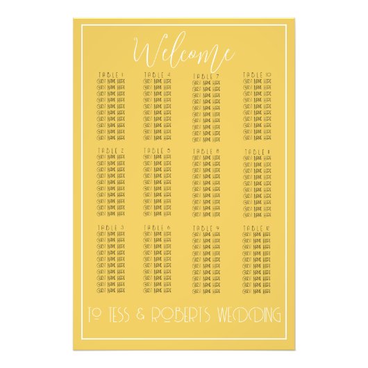 マスタードイエローミニマリストシーティングチャートプリント フォトプリント            (正面)