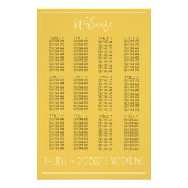 マスタードイエローミニマリストシーティングチャートプリント フォトプリント           