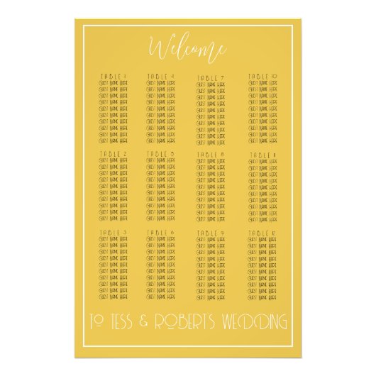 マスタードイエローミニマリストシーティングチャートプリント フォトプリント            (正面)