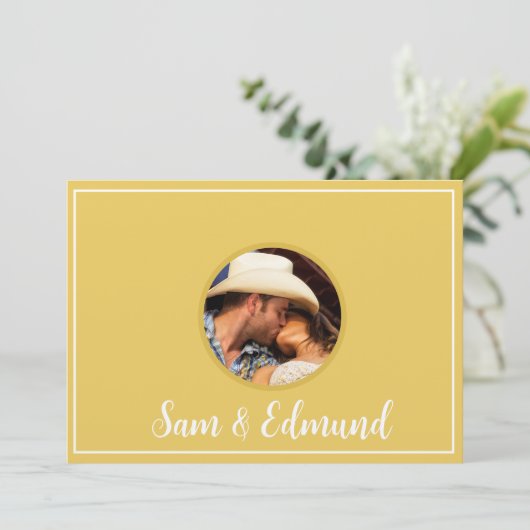 マスタードイエローミニマリスト – 写真 – サンキューカード 招待状 (スタンド正面)