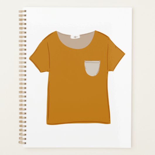 マスタードイエローミニマリストTシャツ プランナー手帳 (正面)