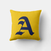 マスタードイエローミニマルネイビーブルーイニシャルモノグラム クッション (裏面)