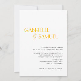 マスタードイエローモダンミニマル結婚式招待状