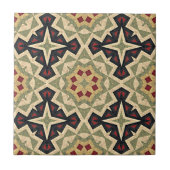 マスタードイエローレッドオリーブグリーンエスニック タイル (正面)