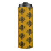 マスタードイエロー模様のブラックダマスク タンブラー (正面)