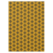 マスタードイエロー模様のブラックダマスク テーブルクロス (正面)