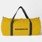 マスタードイエロー無地のカラー名前をカスタムする ダッフルバッグ (正面)