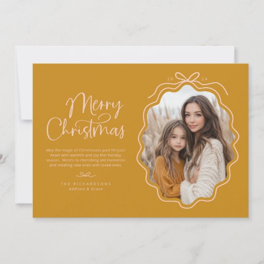 マスタードイエロー赤面ピンクウェーレトロ写真 シーズンカード (正面)