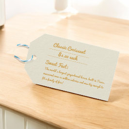 マスタードイエロー&クリームベーカリーエレガント包装 ギフトタグ