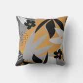 マスタードイエロー&グレイ芸術的抽象芸術葉 クッション (裏面)