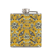 マスタードイエロー&ネイビー鳥、蝶と花 フラスク (裏面)