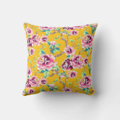 マスタードイエロー ピンク フラワー ゴールド オーダーメイド クッション (裏面)