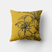 マスタードイエロー&ブラックボタニカル |アーモンド工場 クッション (裏面)