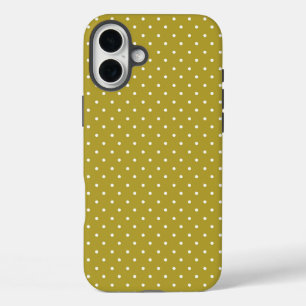 マスタードイエロー+ホワイトの水玉模様 iPhone 16 PLUSケース