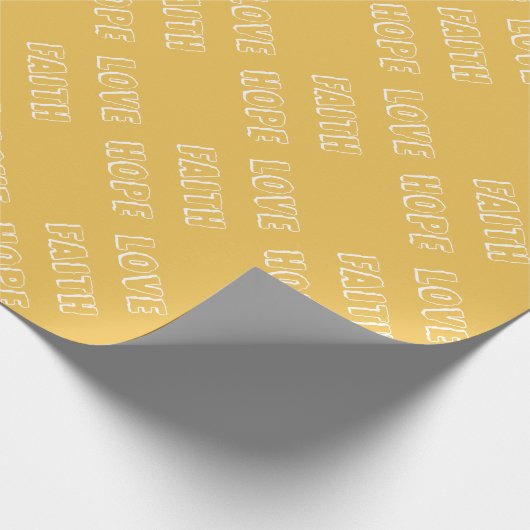 マスタードイエロー&ホワイト、愛の信仰の希望メッセージ ラッピングペーパー (角)