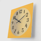 マスタードイエロー、半透明金ゴールドセンター スクエア壁時計 (傾斜)