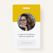 マスタードイエローID |写真モダンロスタイリッシュゴQR バッジ (正面)