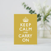 マスタードイエローKeep Calm and Carry On ポストカード (スタンド正面)