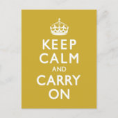 マスタードイエローKeep Calm and Carry On ポストカード (正面)