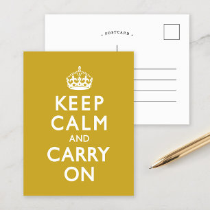 マスタードイエローKeep Calm and Carry On ポストカード