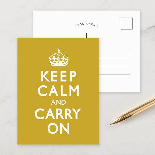 マスタードイエローKeep Calm and Carry On ポストカード