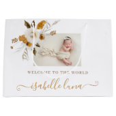 マスタードウォーター色フローラ生まれたばかりの抱き枕 ラージペーパーバッグ (正面)