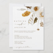 マスタードウォーター色フローラ結婚式招待状 招待状 (正面)