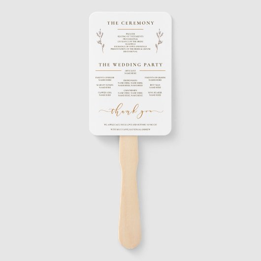 マスタードウォーター色フローラ結婚式 プログラムファン ハンドファン (裏面)