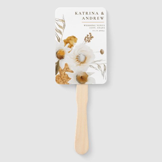 マスタードウォーター色フローラ結婚式 プログラムファン ハンドファン (正面)