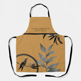 マスタードウォーター葉カラー+お名前キッチン エプロン