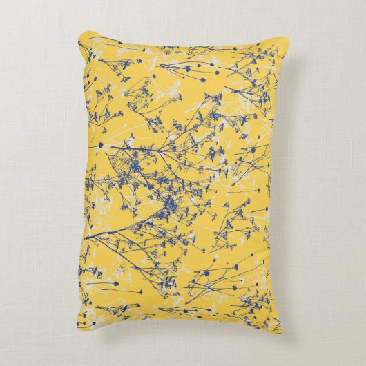 マスタードエレガントイエローにワイルドフラワー  アクセントクッション (裏面(縦))