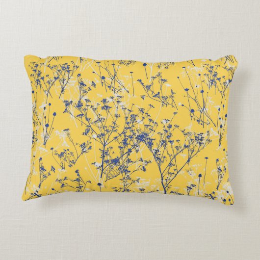 マスタードエレガントイエローにワイルドフラワー  アクセントクッション (裏面)