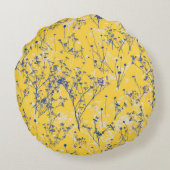 マスタードエレガントイエローにワイルドフラワー ラウンドクッション (裏面)