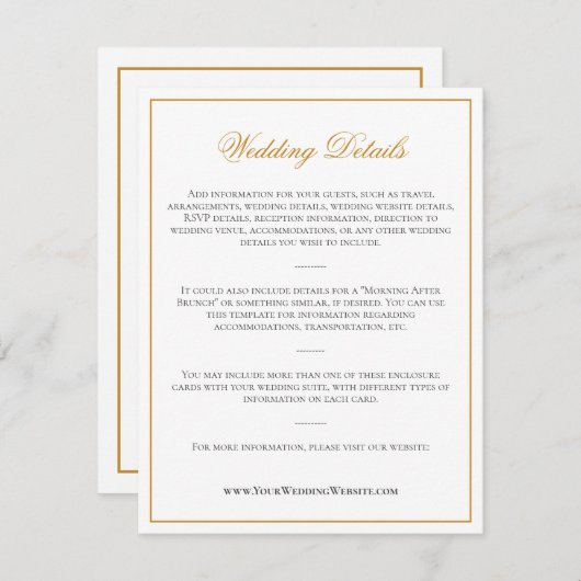 マスタードエレガントイエローモノグラム結婚詳細 エンクロージャーカード (正面/裏面)